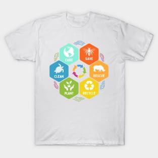 Save Bees Rescue Animals Recycle Plastic Earth Day 2024 T-Shirt